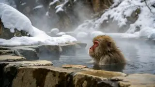 Japanese Macaque ("Snow Monkey") in Hot Spring